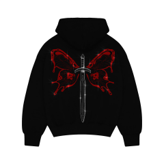 Butterfly Sword Rhinestone Taşlı Sweatshirt