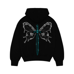 Butterfly Aqua Sword Rhinestone Taşlı Sweatshirt