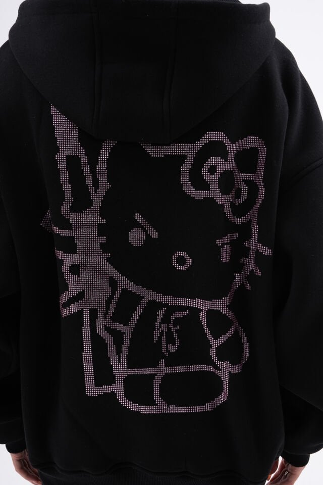Hoodfame Kitty Rhinestone Taşlı Sweatshirt