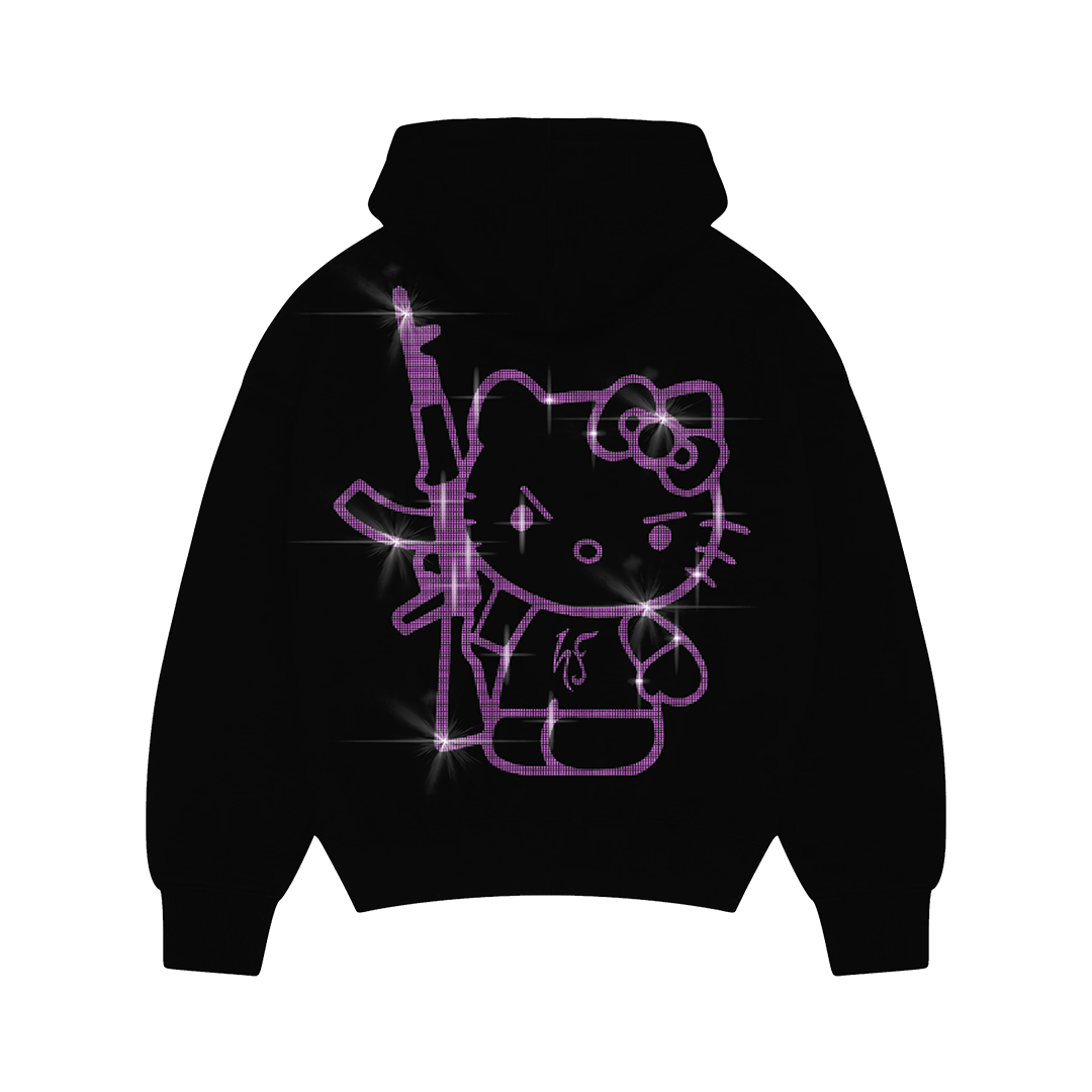 Hoodfame Kitty Rhinestone Taşlı Sweatshirt