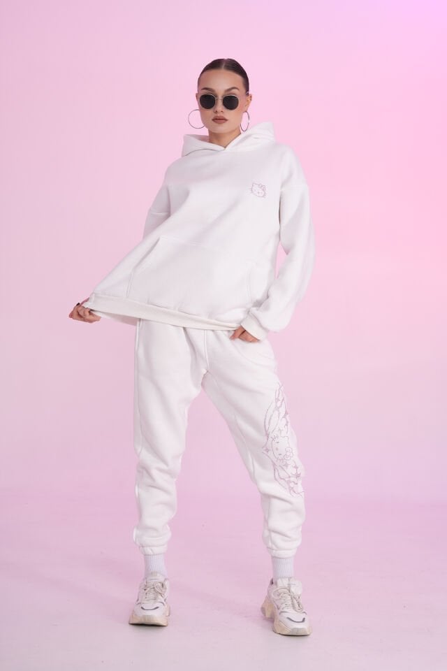 Ecru Kitty Rhinestone Taşlı Eşofman Altı