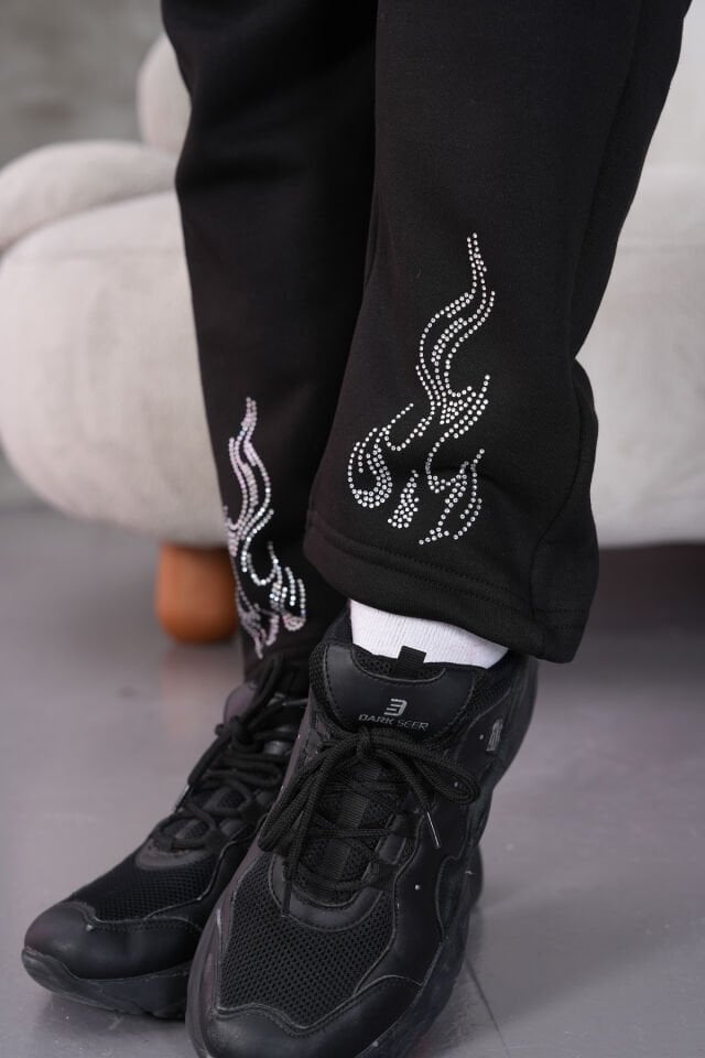 Flame Rhinestone Taşlı Eşofman Altı