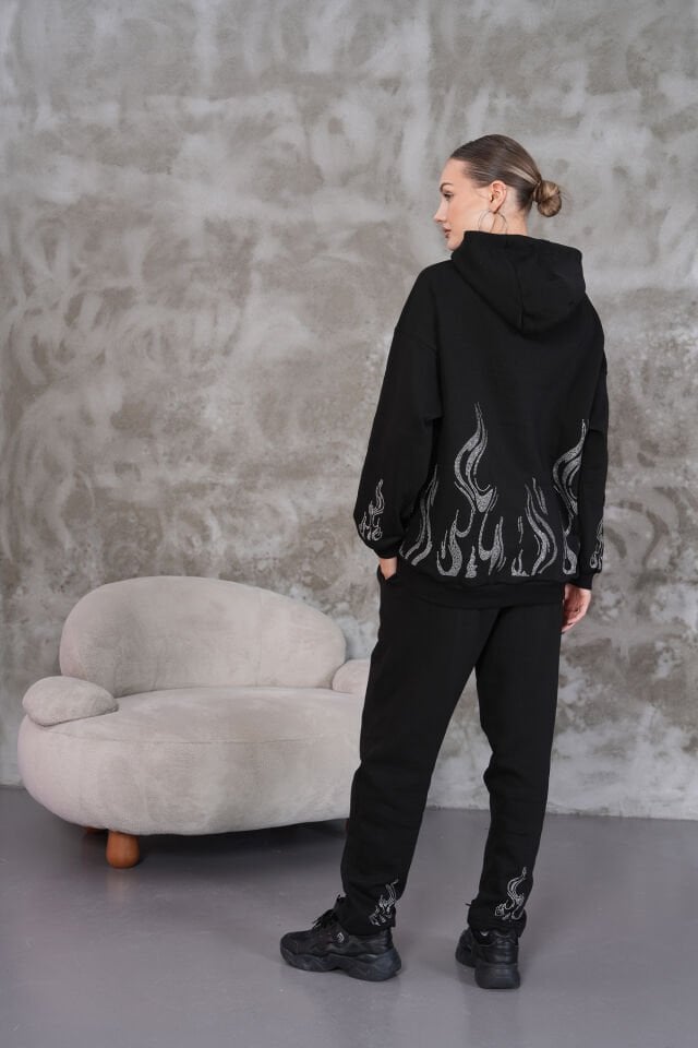 Flame Rhinestone Taşlı Eşofman Altı