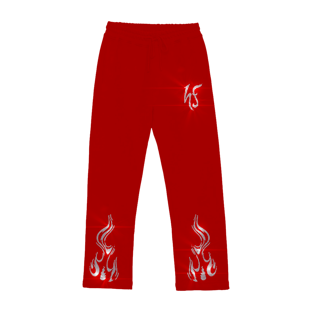 Red Flame Rhinestone Taşlı Eşofman Altı