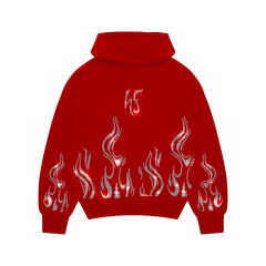 Red Flame Rhinestone Taşlı Sweatshirt