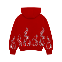 Red Flame Rhinestone Taşlı Sweatshirt